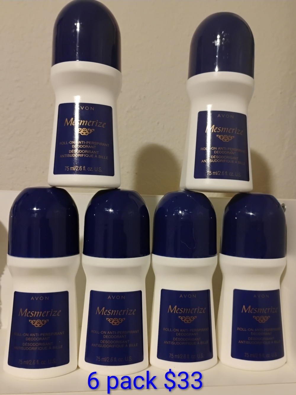 Avon Mesmerize Roll-On Deodorant – Navy and White 6-Pack